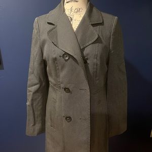 Women’s black and white Ann Taylor mid length trench coat